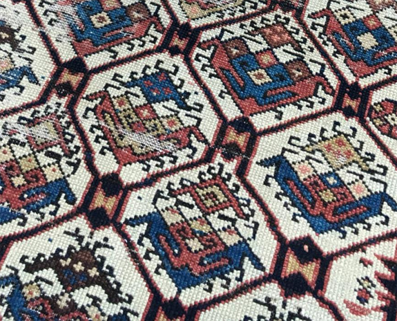 Antique Dagestan Rug with Latchhook Motifs