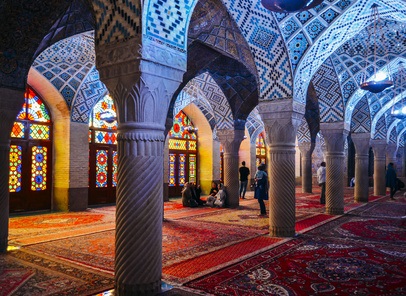 Nazir Al-Mulk Mosque in 
Shiraz,Iran-Also known 
as the Pink Mosque