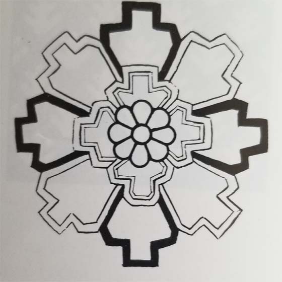 Tibetan Rug Medallion Design with Stylized Flower Only