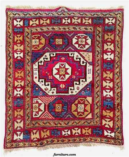 19th Century Bergama Rug with Memling Gul Motifs