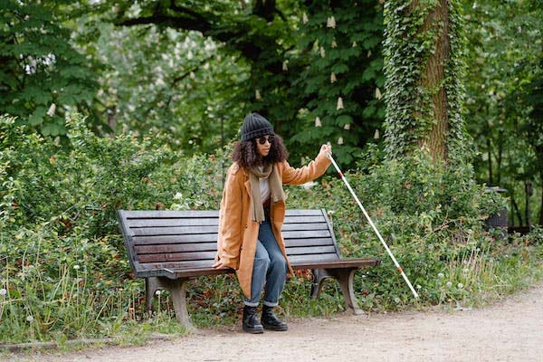 Blind Woman in Park