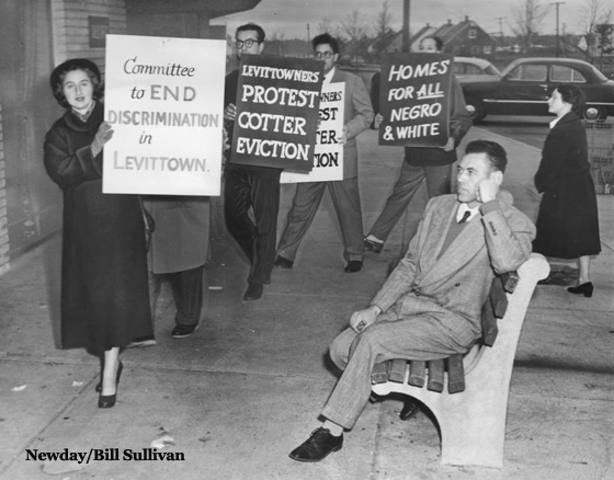 William Cotter and Protesters Outside Levittown Sales Office