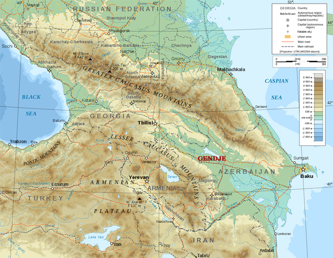 Map of Caucasus Region