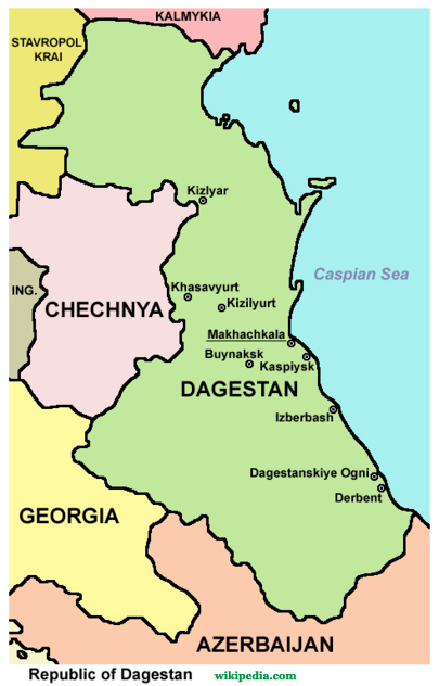 Map of Dagestan