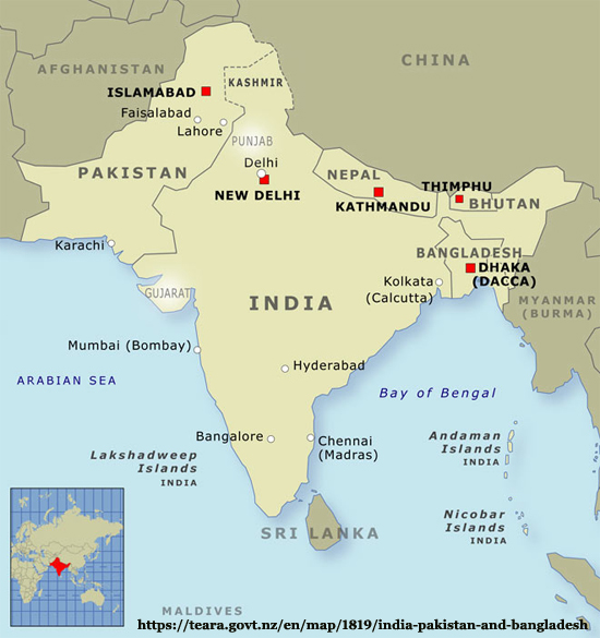 Map of India and Bangladesh