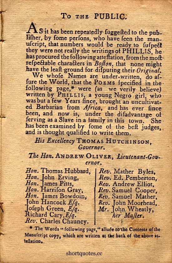 Phillis Wheatley Exonerated