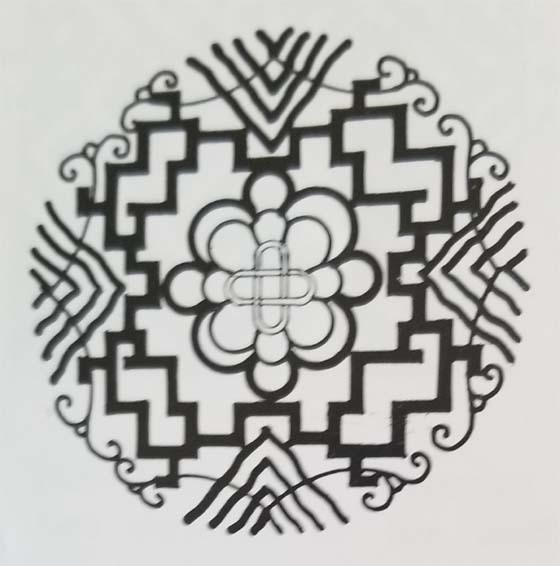 Tibetan Rug Medallion Design with Geometric and Stylized Flower Designs