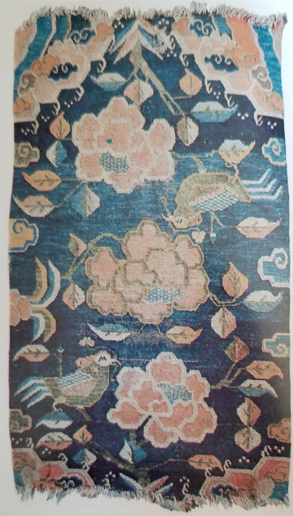 Tibetan Rug with Flower Medallions