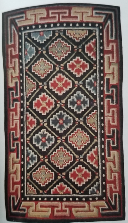 Tibetan Rug With Well-Balanced Geometric Design