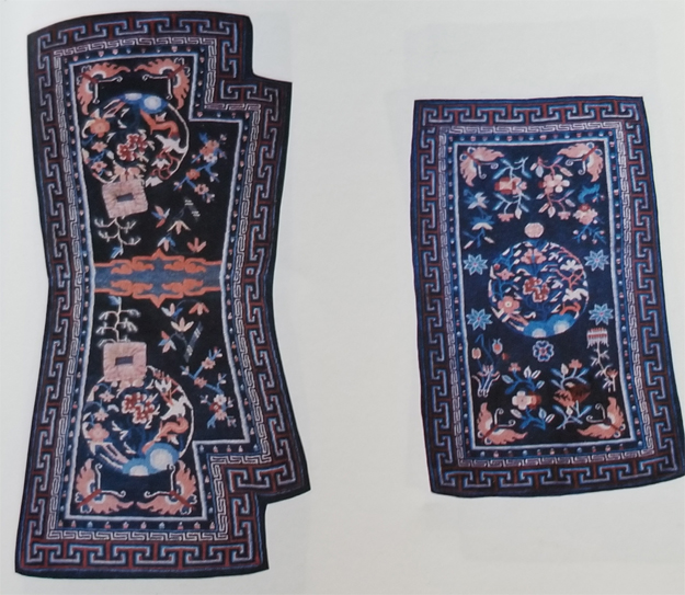 Tibetan Rectangular Bottom Saddle Rugs with Indented Corners and Long Top Rugs