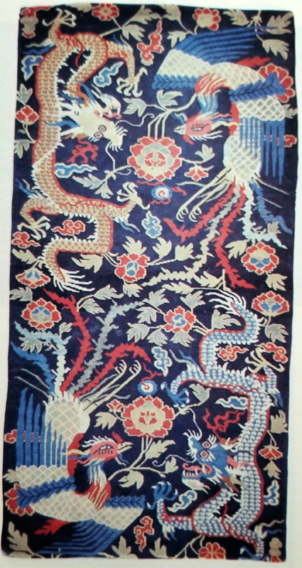 Tibetan Rug With Double Dragon and Phoenix