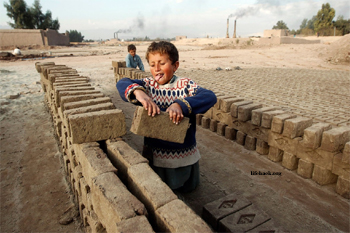 7 year old working in brick factory in Afghanistan