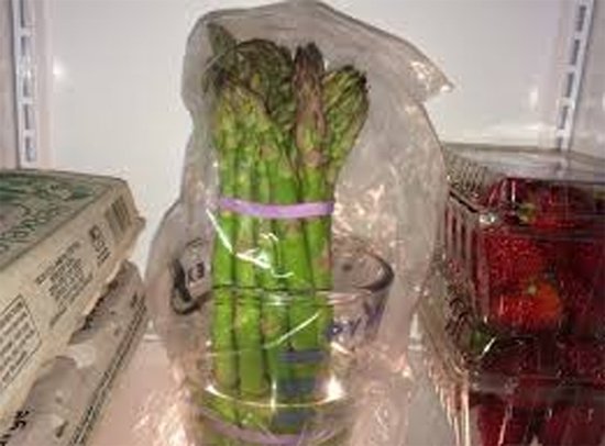 Asparagus in Water in Fridge