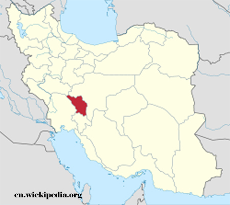 Bakhtiari rugs woven in red area on Map of Iran