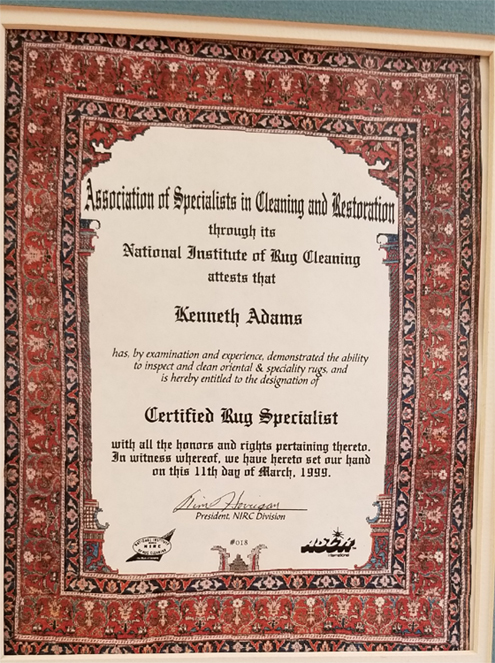 Certified Rug Specialist Certificate