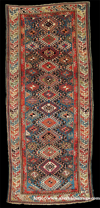 Moghan Rug 1850s with Diamond Motifs