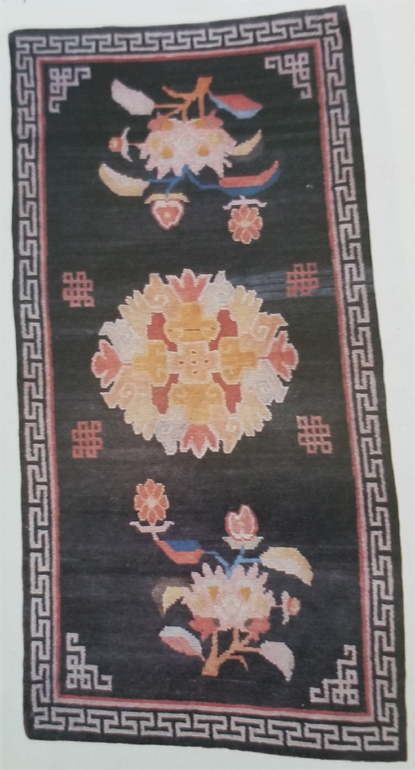 Tibetan Rug with One Floral Medallion (Crysanthemum)