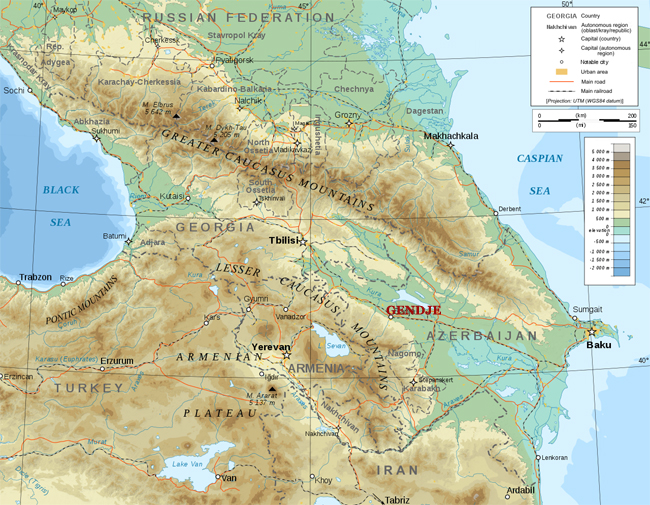 Map of Caucasus Region