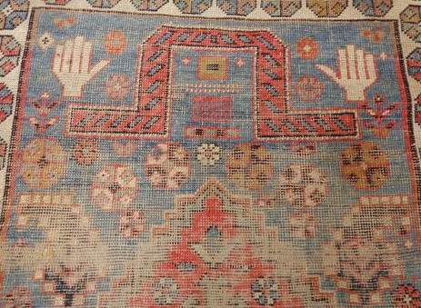 Prayer Rug with Stitched Hands