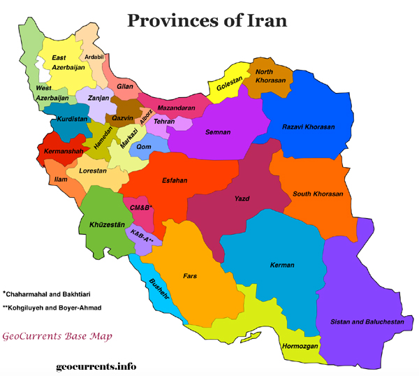 Provinces Map of Iran