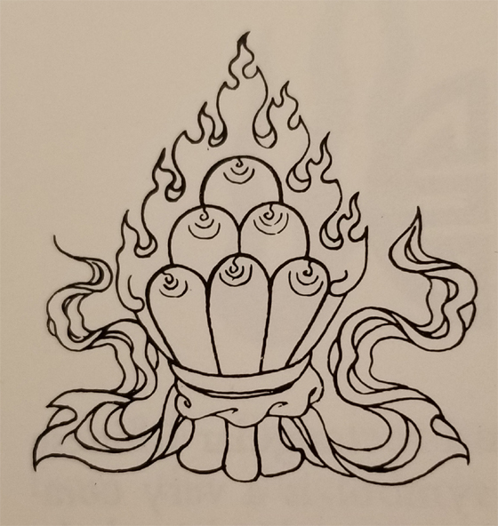 Tibetan Rug Buddhist Symbol-The Flaming Jewel